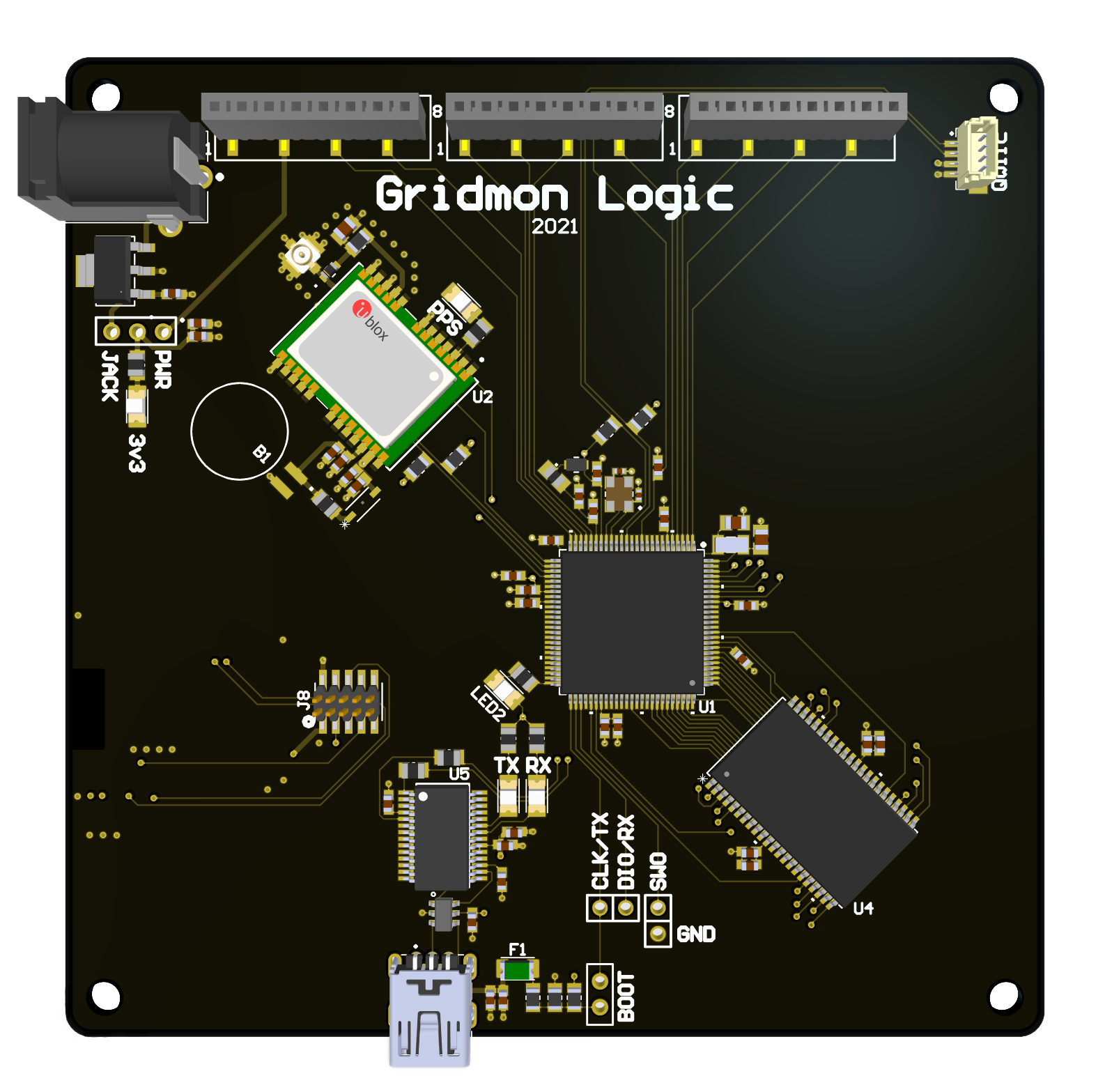 Rendering of GridMon logic board