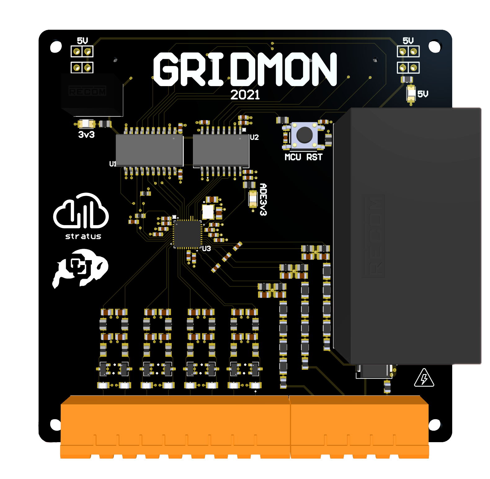 Rendering of GridMon power board